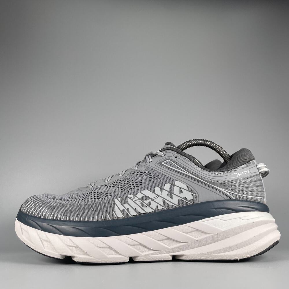 Hoka One One Bondi 7 Men's Size 9 D Gray Athletic Sneakers Running Shoes Casual